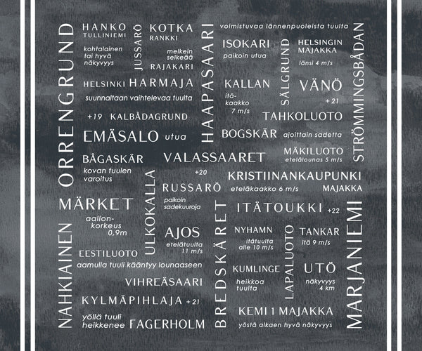 Merisää -kuvitus tyynyliinaan, Mia.O