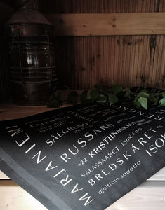 Musta Merisää -laudeliina, Mia.O
