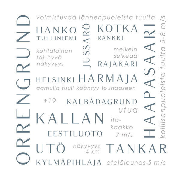 merellinen keittiöpyyhe, lahja veneilijälle, tuliainen mökille